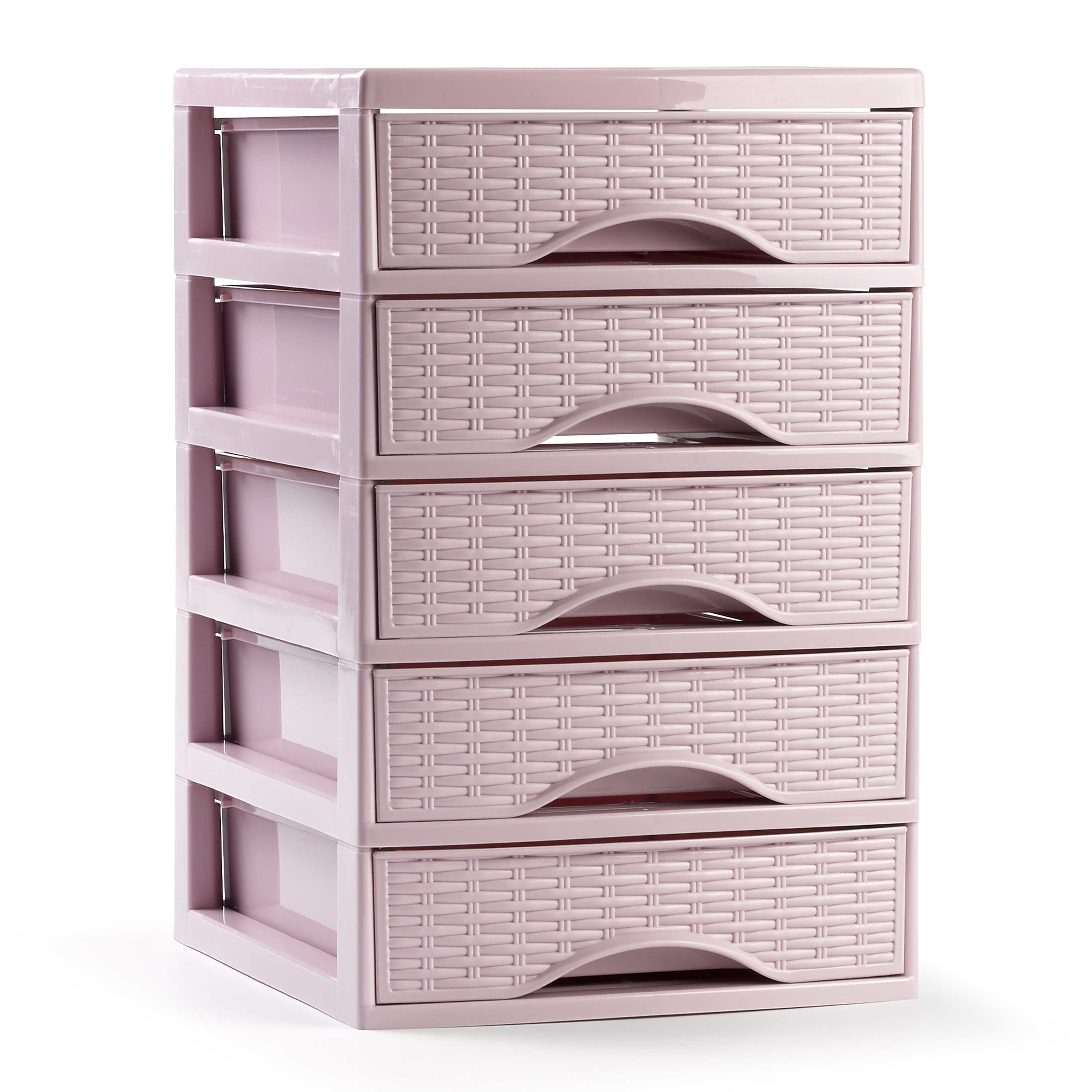 Ladeblokje-bureau organizer met 5x lades roze L18 x B21 x H28 cm plastic