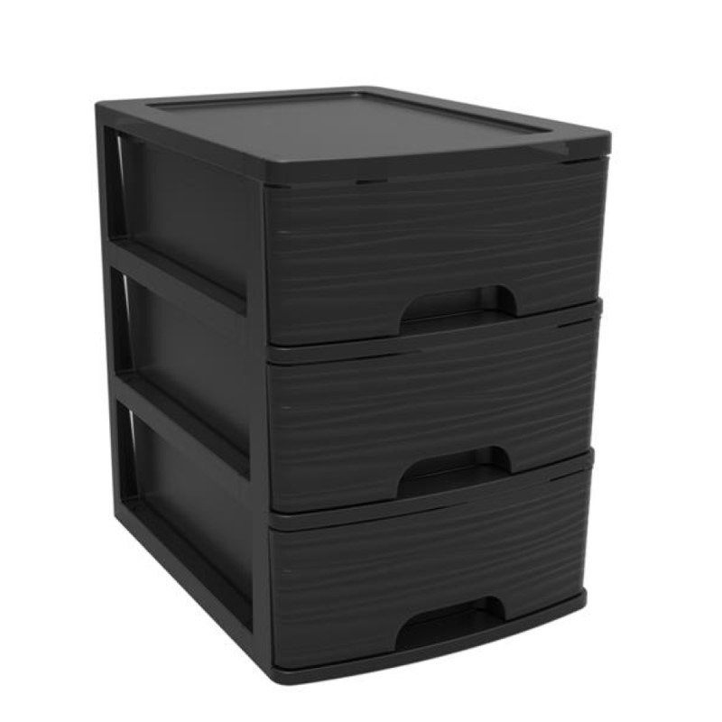 Ladenkast-bureau organizer zwart A5 3x lades stapelbaar L27 x B36 x H35 cm