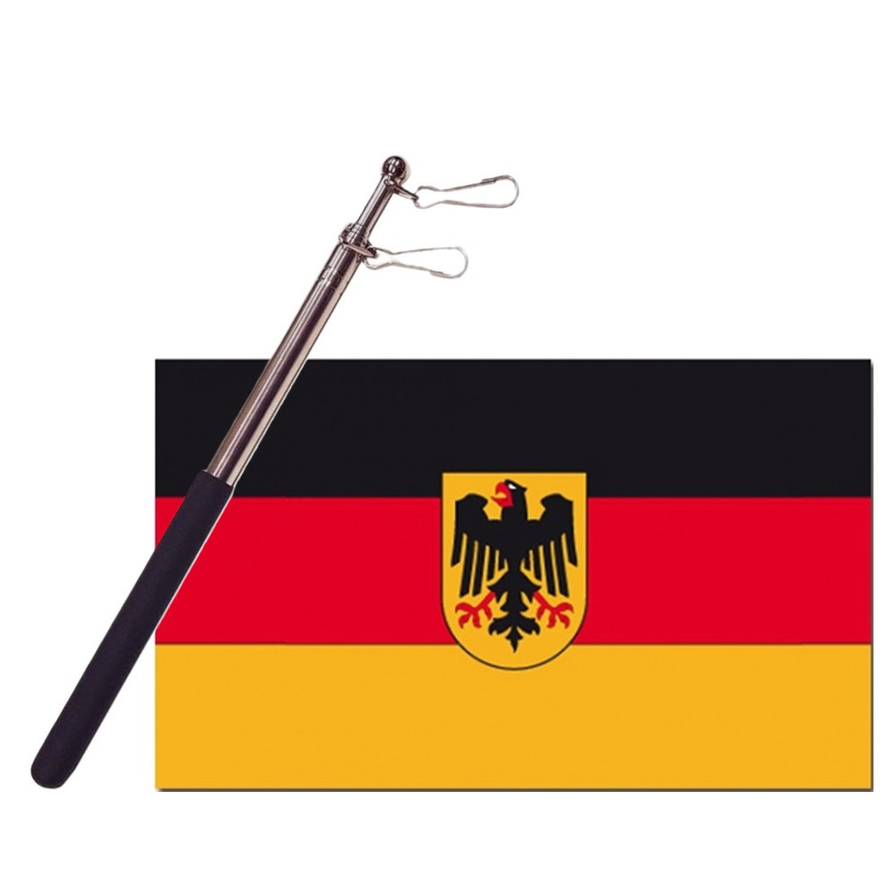 Landen vlag Duitsland 90 x 150 cm met compacte draagbare telescoop vlaggenstok supporters