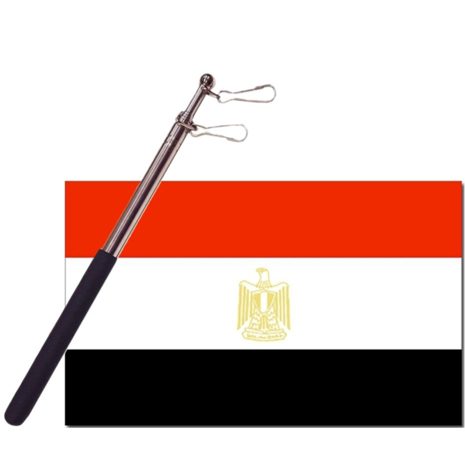 Landen vlag Egypte 90 x 150 cm met compacte draagbare telescoop vlaggenstok supporters