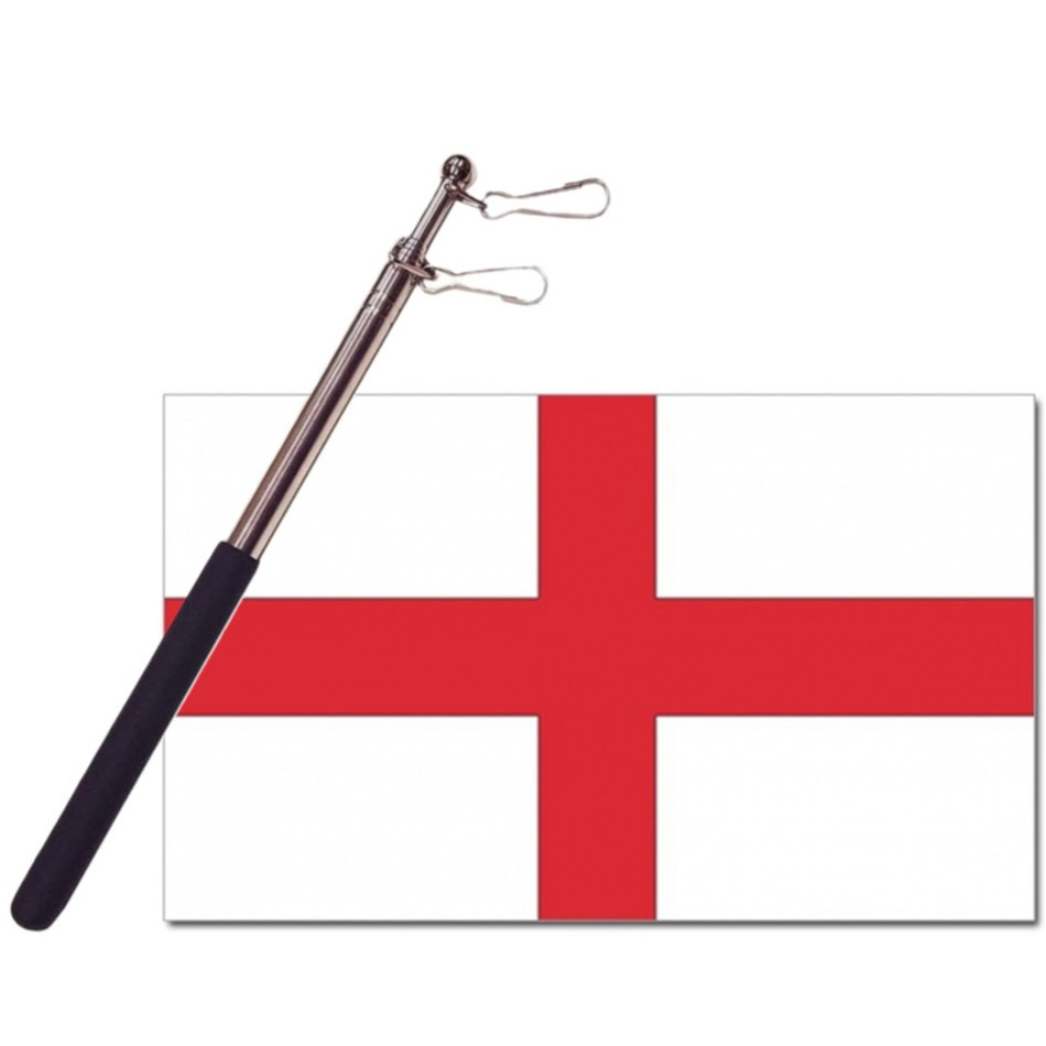 Landen vlag Engeland St George 90 x 150 cm met compacte draagbare telescoop vlaggenstok