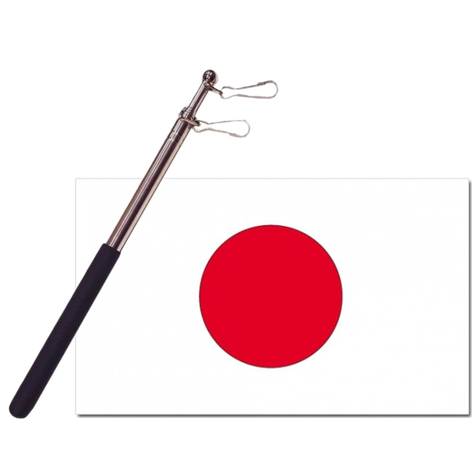 Landen vlag Japan 90 x 150 cm met compacte draagbare telescoop vlaggenstok supporters