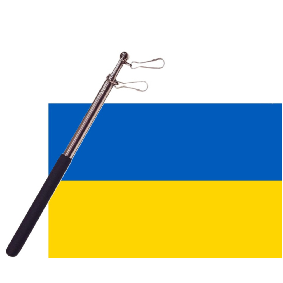 Landen vlag Oekraine 90 x 150 cm met compacte draagbare telescoop vlaggenstok supporters