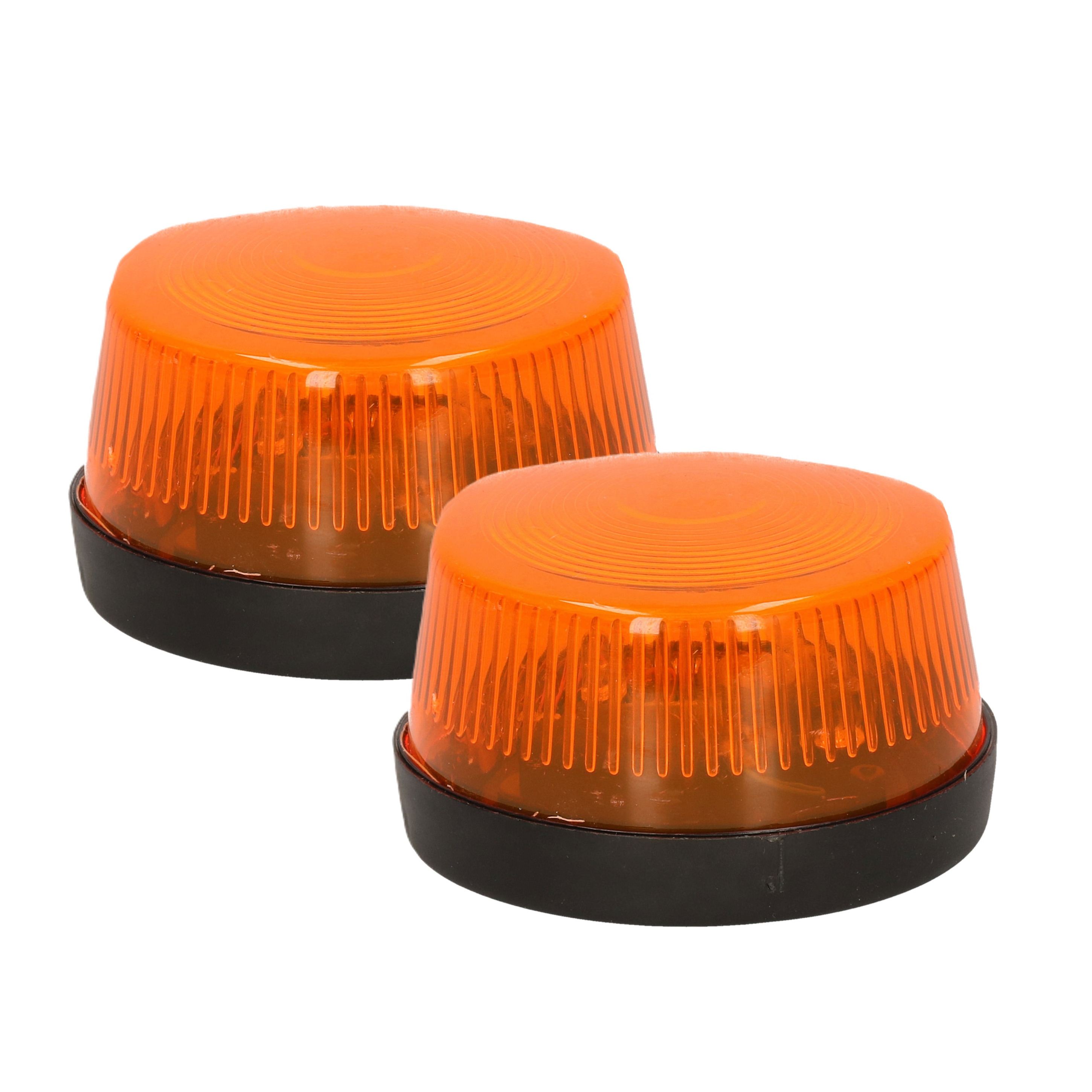 LED zwaailamp-zwaailicht met sirene 2x oranje waarschuwingslicht 7 cm