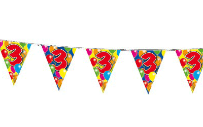 Verjaardag feestversiering 3 jaar PARTY letters en 16x ballonnen met 2x plastic vlaggetjes