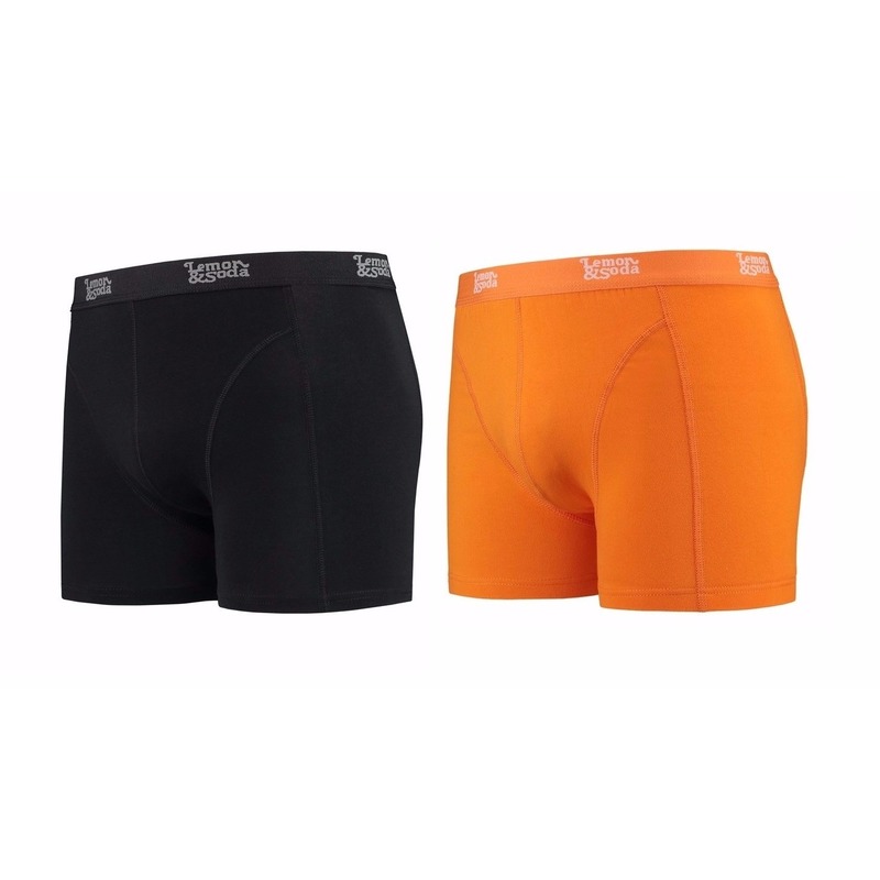 Lemon and Soda boxershorts 2-pak zwart en oranje XL