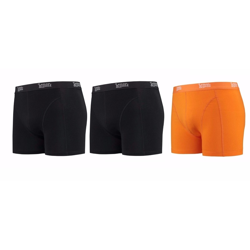 Lemon and Soda boxershorts 3-pak zwart en oranje 2XL