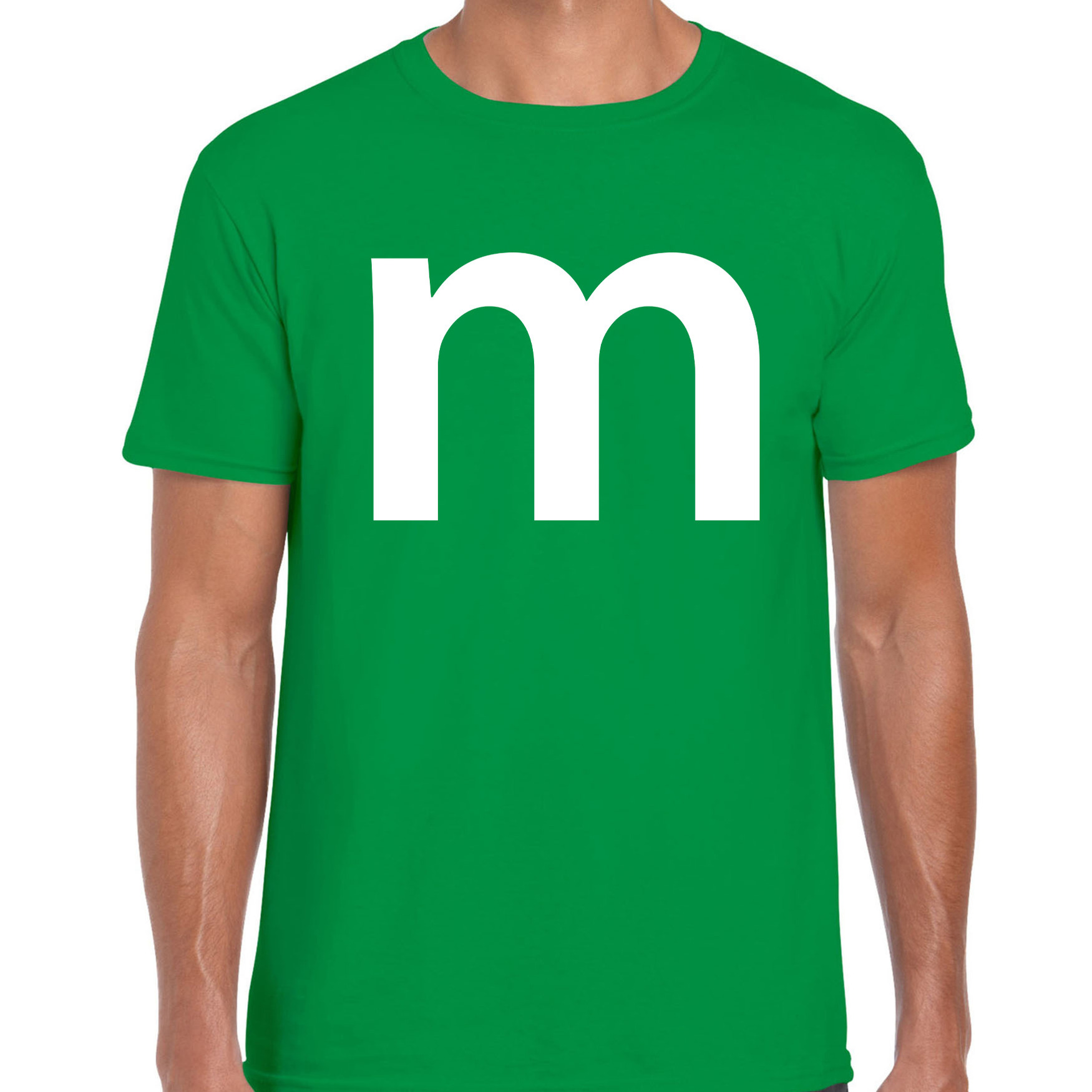 Letter M verkleed- carnaval t-shirt groen voor heren