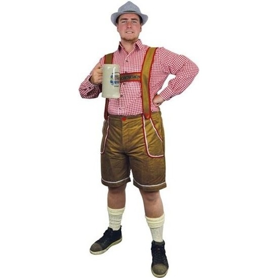 Lichtbruine Tiroler lederhosen verkleed kostuum/broek voor heren