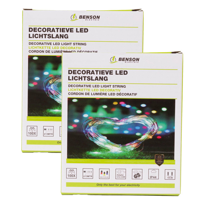 Lichtsnoer 2x LED multicolor waterdicht 13M lichtslang-feestversiering