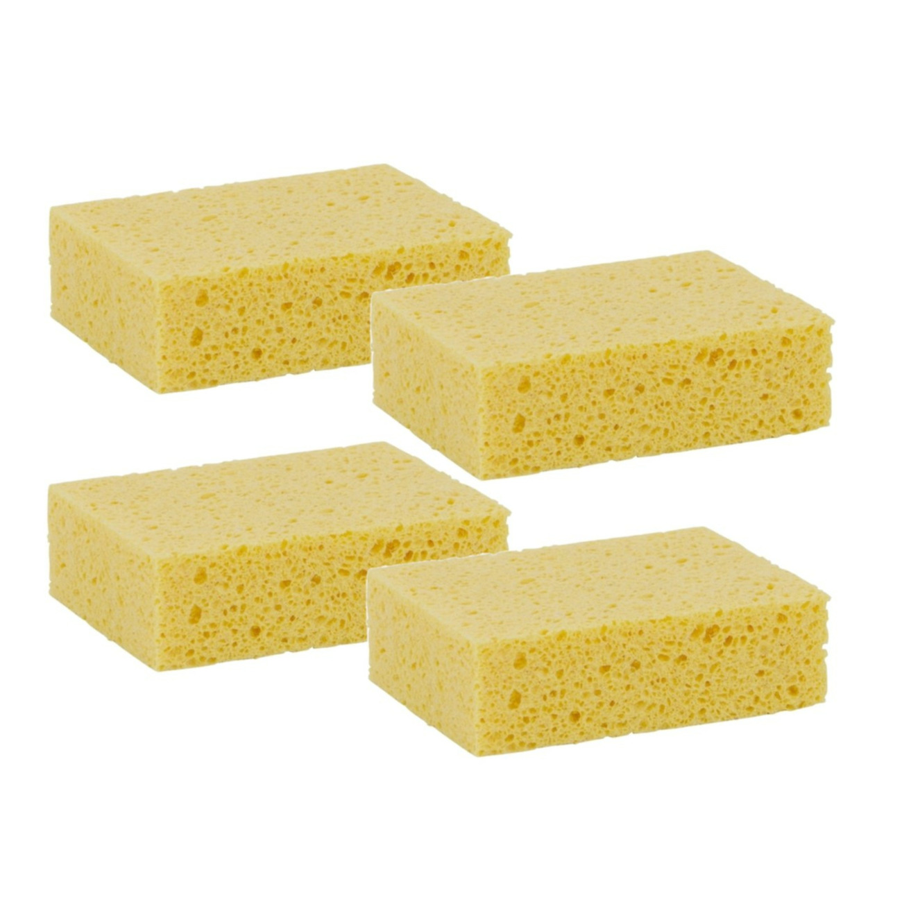 Lifetime Clean multipak van 4x stuks viscose huishoud spons geel 14 x 11 x 3,5 cm -