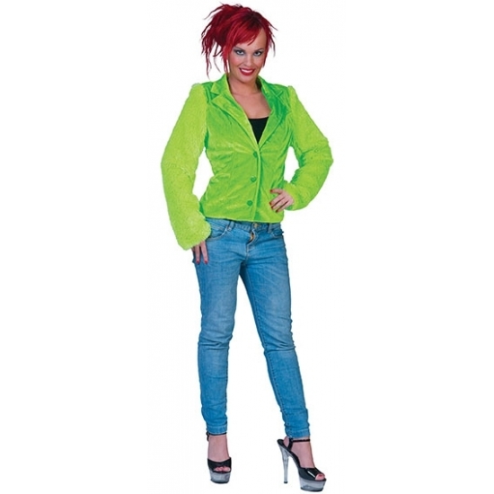 Lime groen pluche dames colbertje