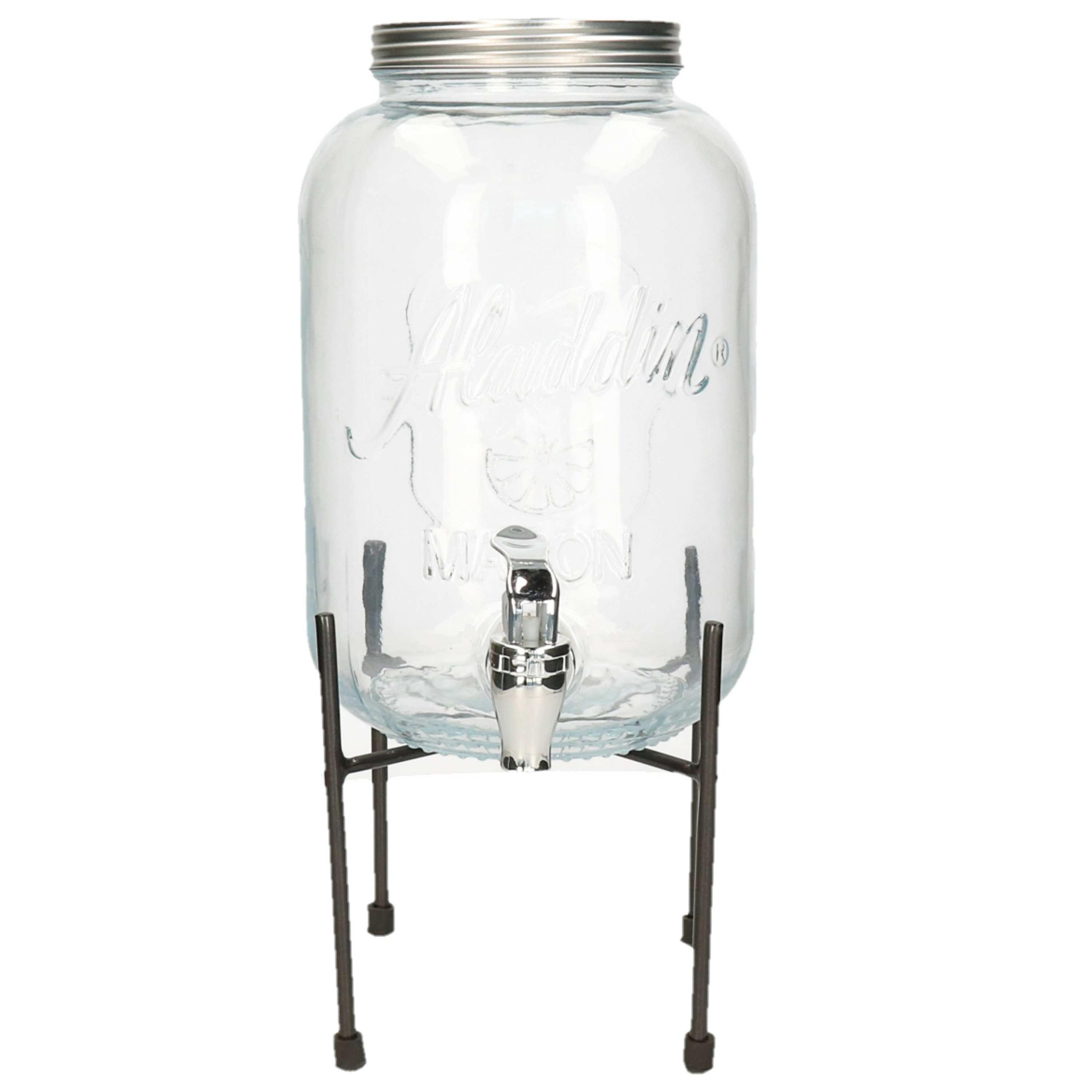 Limonade-drankdispenser op verhoger 3.8 liter transparant glas H35 x B17 cm
