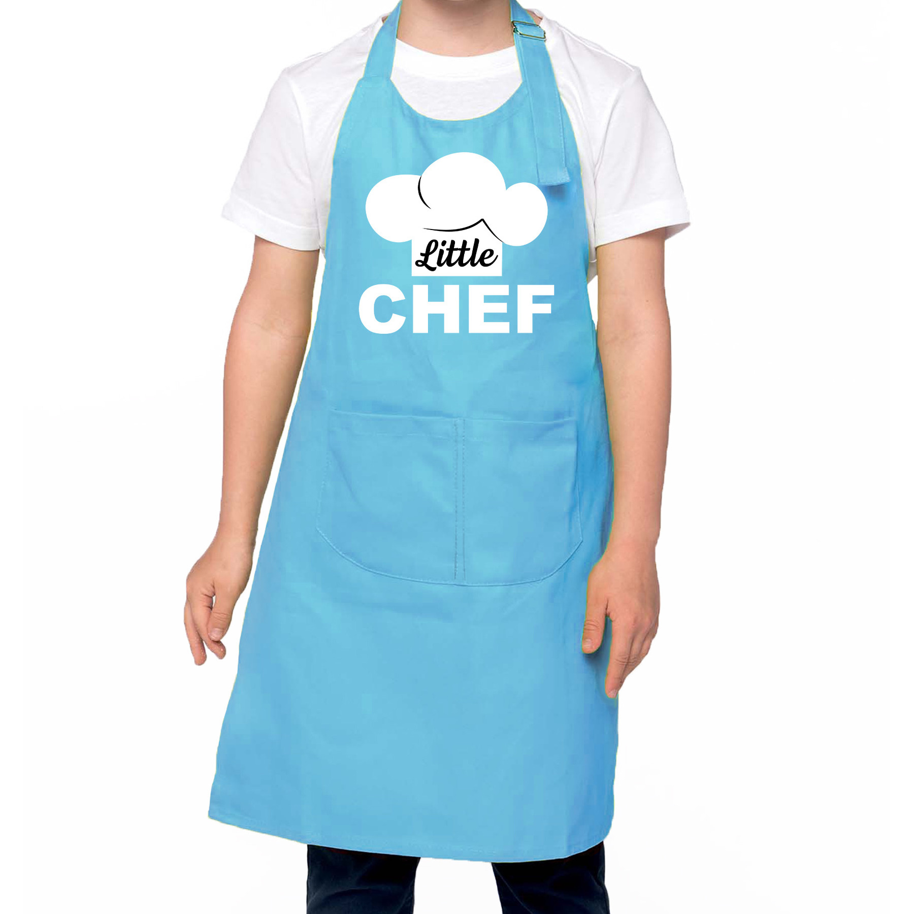 Little chef Keukenschort kinderen/ kinder schort blauw voor jongens en meisjes One size -