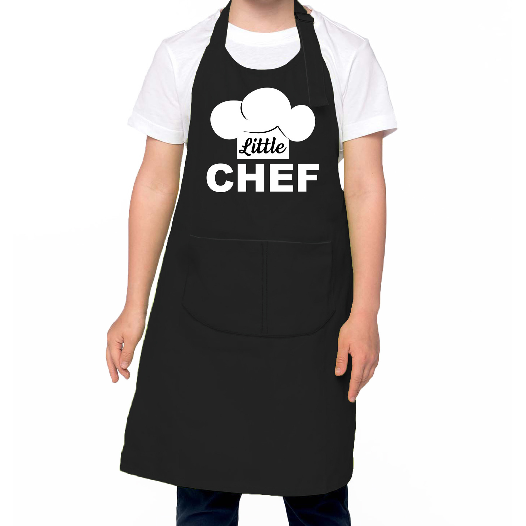 Little chef Keukenschort kinderen/ kinder schort zwart voor jongens en meisjes One size -
