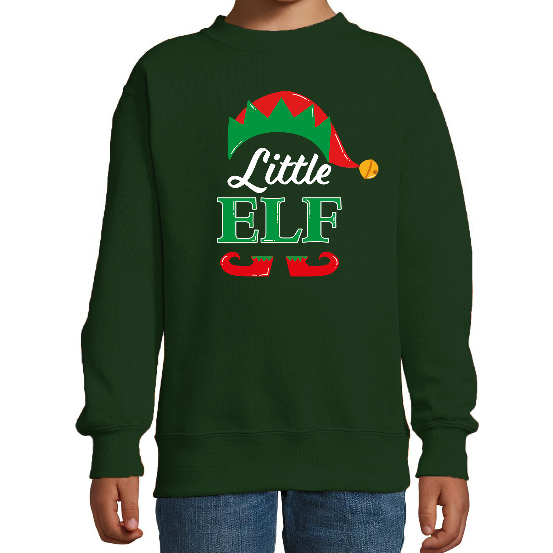 Little elf Kerstsweater - Kersttrui groen voor kinderen 12-13 jaar (152/164) -