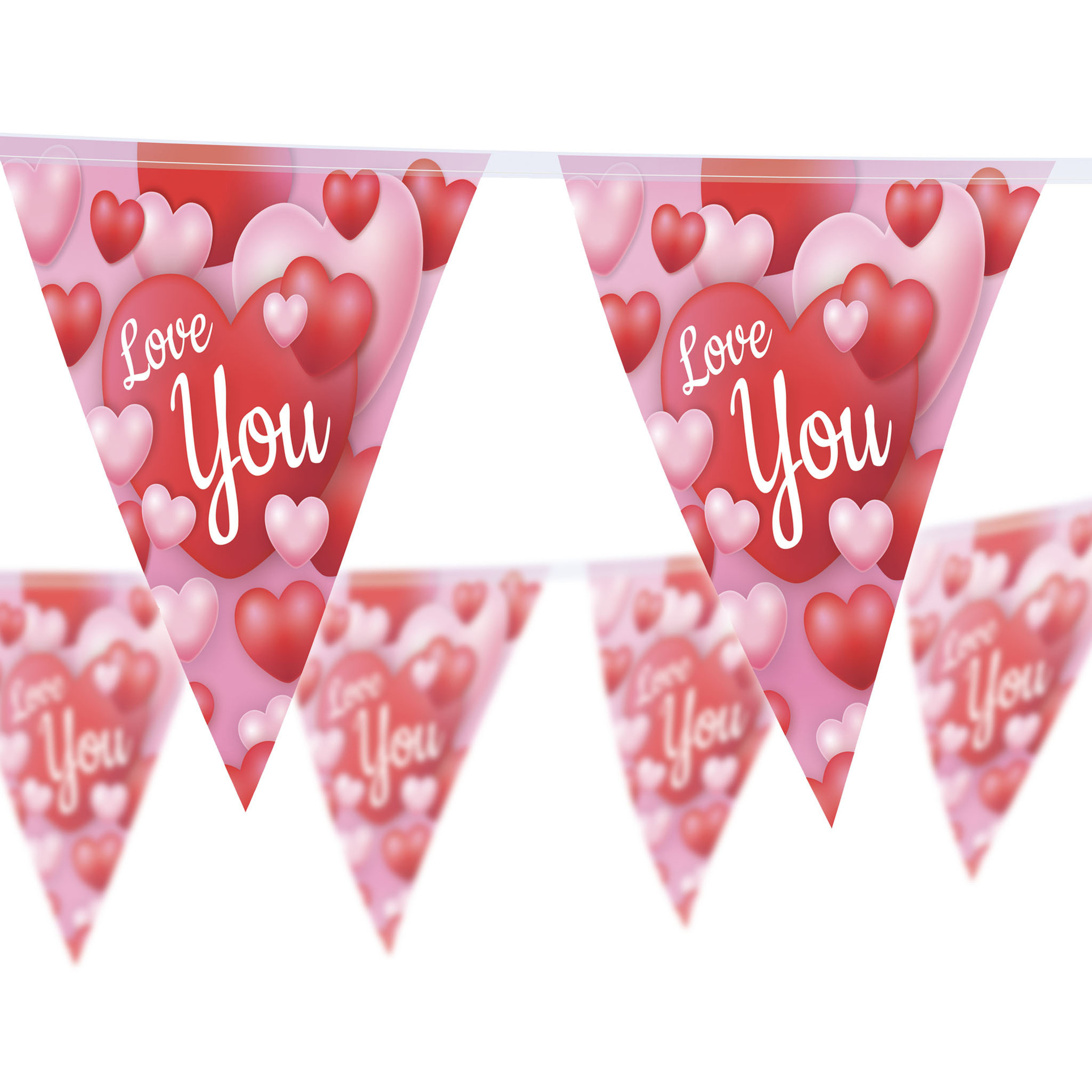 Love You-Liefde-Valentijn-Bruiloft thema feestslinger vlaggenlijn hartjes print 500 cm plastic
