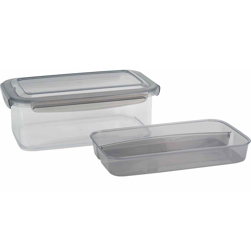 Lunchbox met bestek bakje antraciet 1,9 liter
