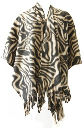 Luxe dames omslagdoek poncho zebraprint 180 x 140 cm One size -