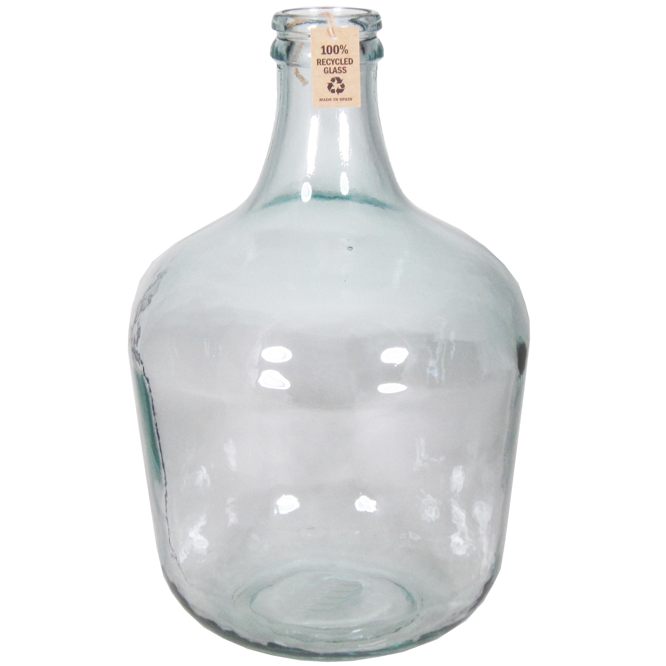 Luxe glazen karaf vaas-vazen 12 liter smalle hals 28 x 42 cm