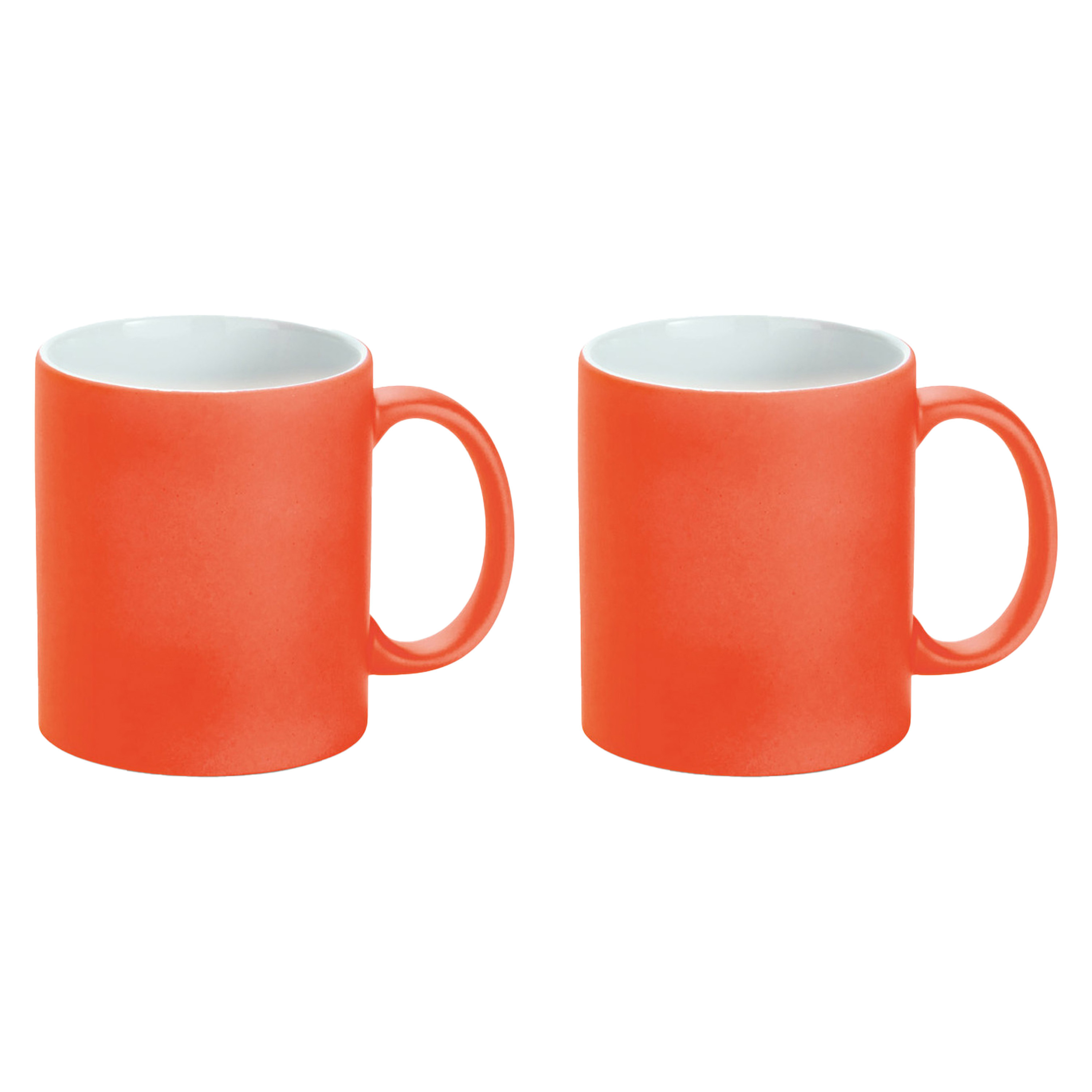 Luxe krijt koffiemok-beker 2x oranje keramiek met krijt te beschrijven 350 ml Eigen naam