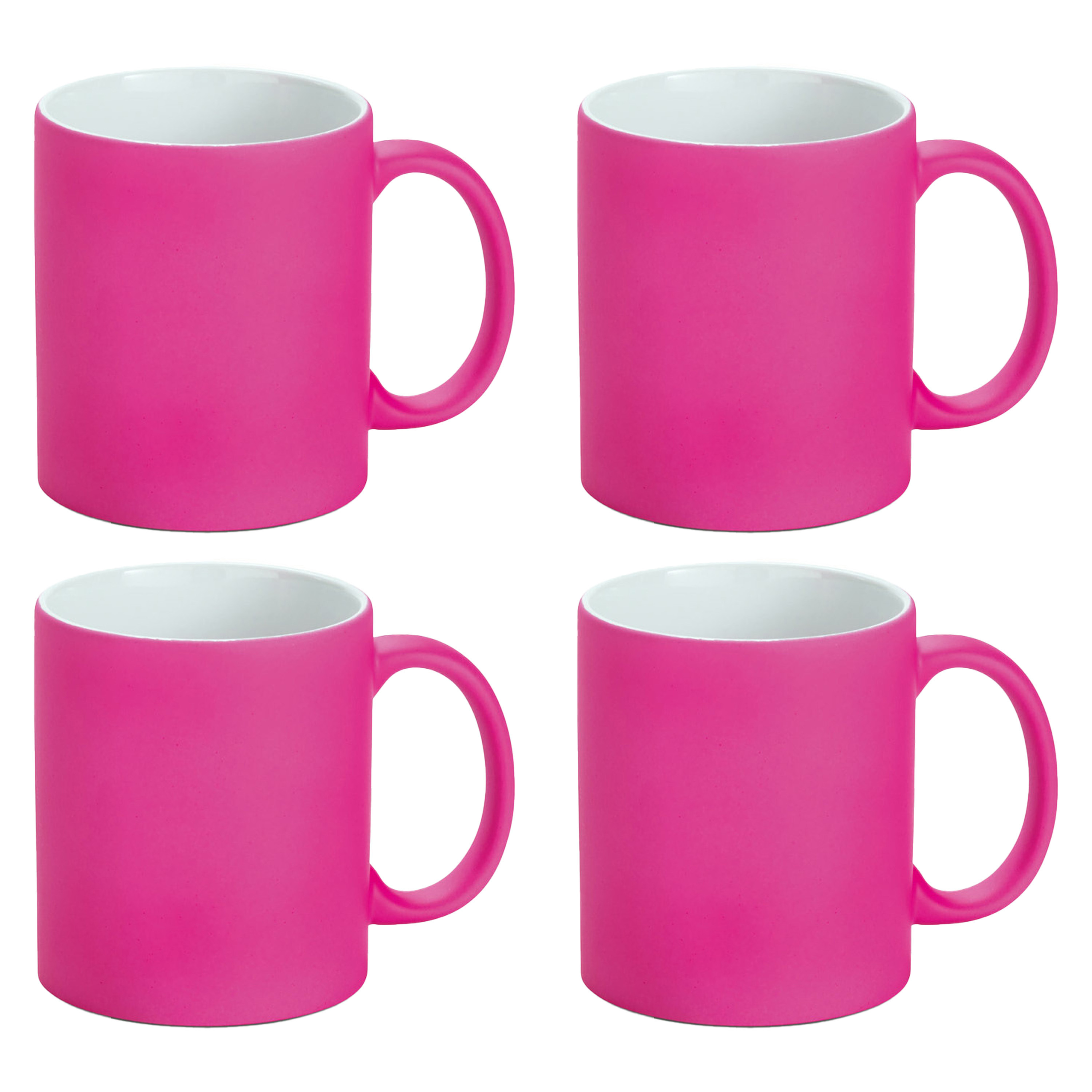 Luxe krijt koffiemok-beker 4x roze keramiek met krijt te beschrijven 350 ml Eigen naam