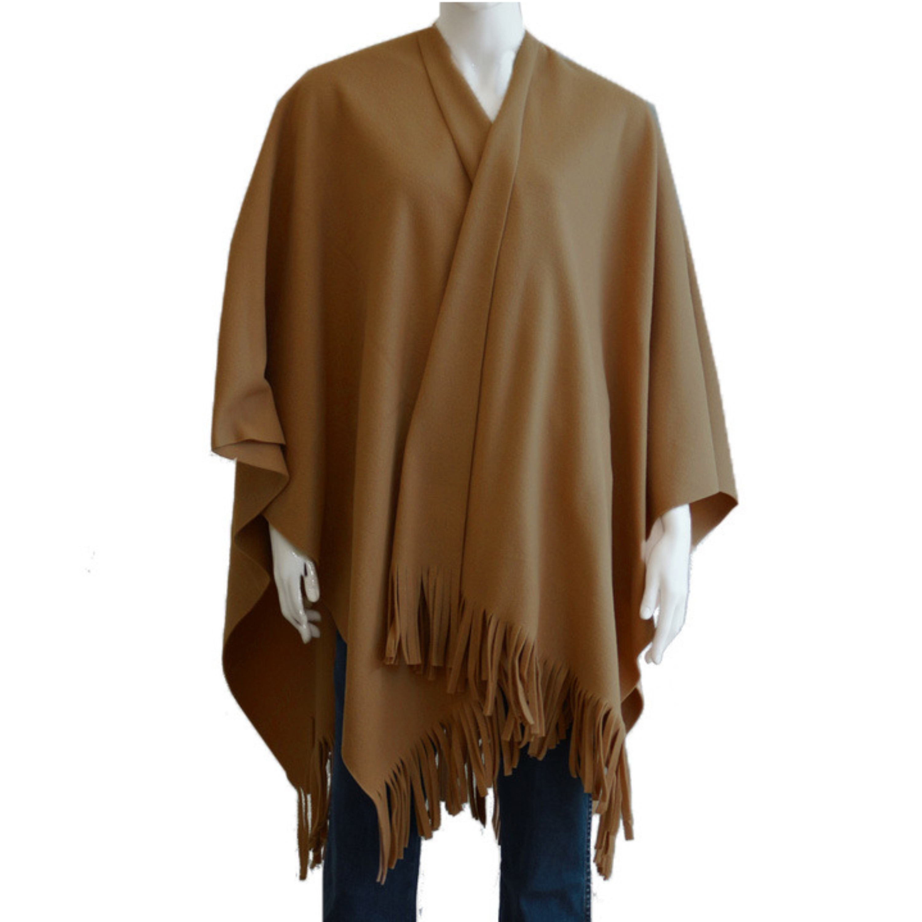 Luxe omslagdoek-poncho bruin 180 x 140 cm fleece Dameskleding accessoires