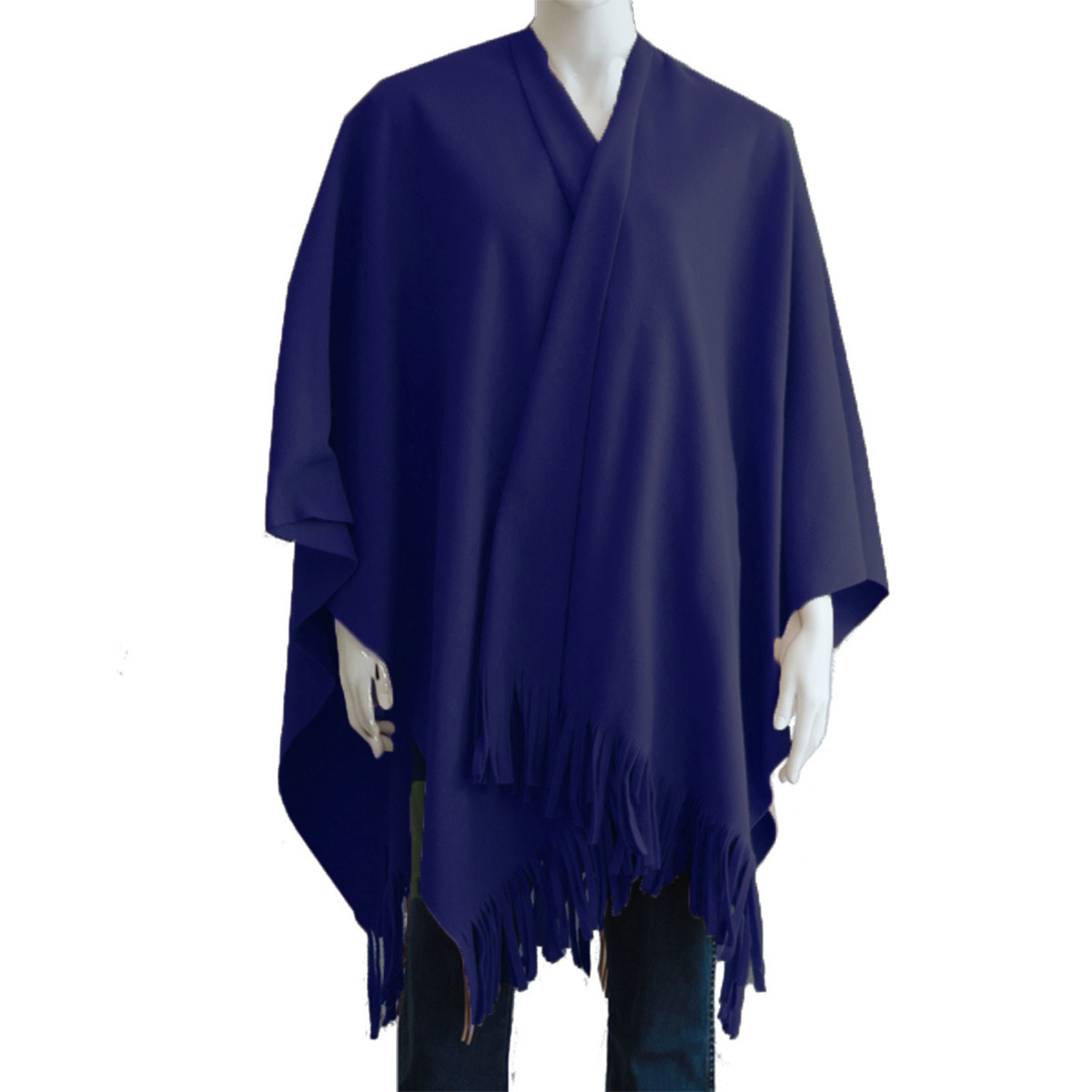 Luxe omslagdoek-poncho paars 180 x 140 cm fleece Dameskleding accessoires
