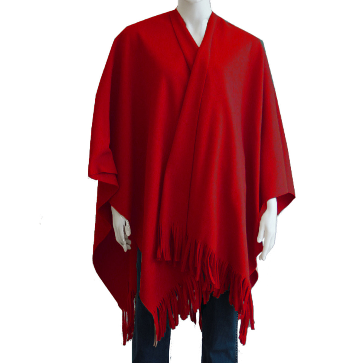 Luxe omslagdoek-poncho rood 180 x 140 cm fleece Dameskleding accessoires