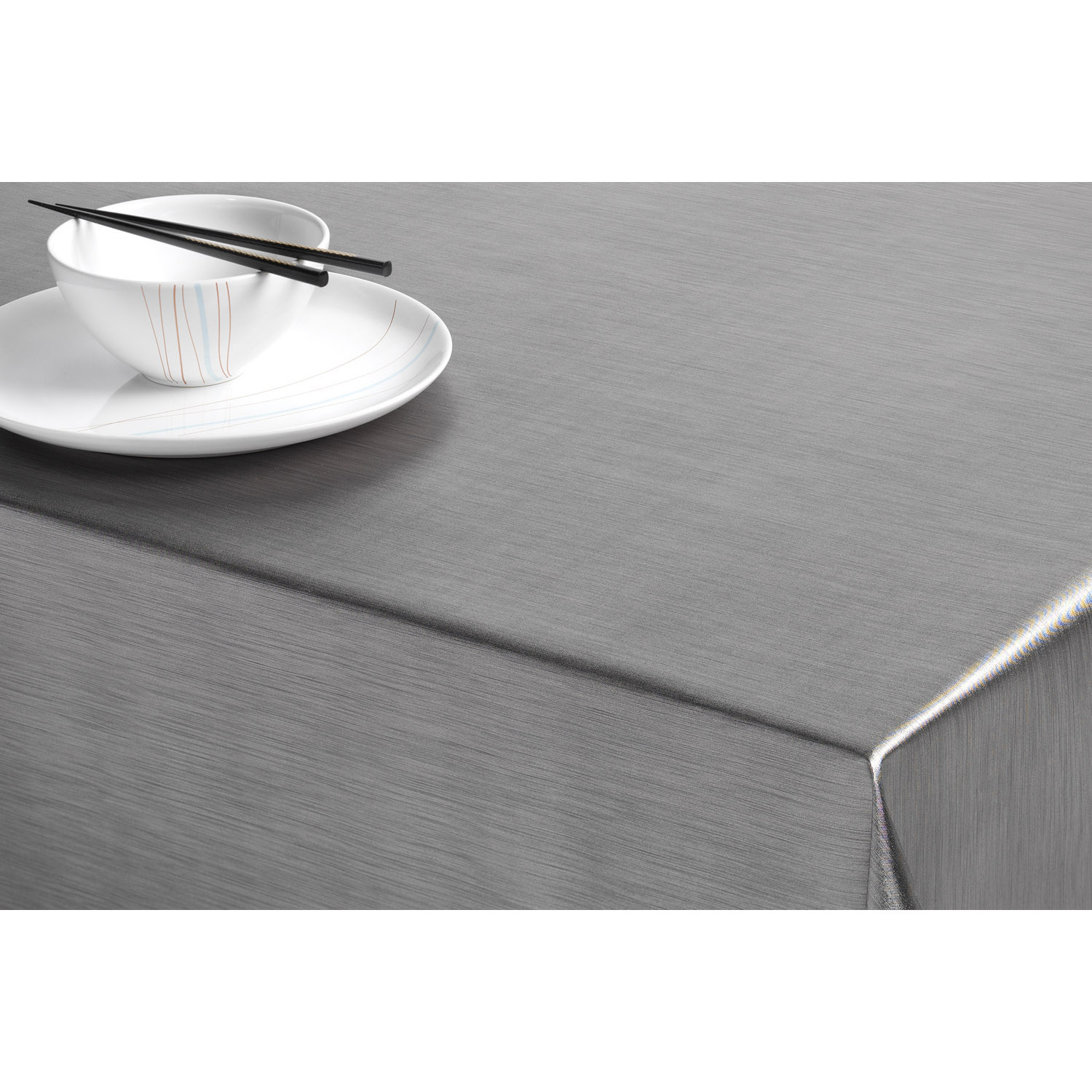 Luxe tafelzeil-tafelkleed titanium grijs metallic look 140 x 180 cm