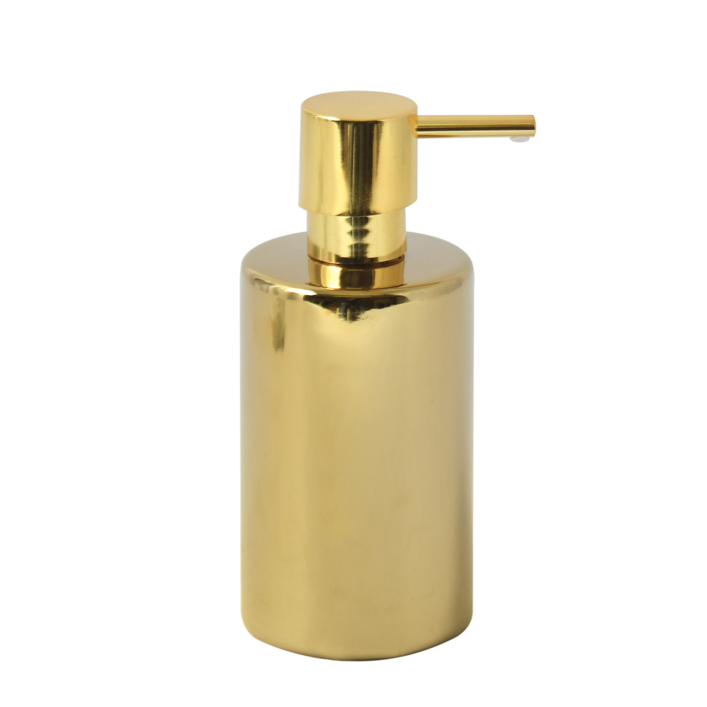Luxe zeeppompje-dispenser Sienna glans goud porselein 16 x 7 cm 300 ml