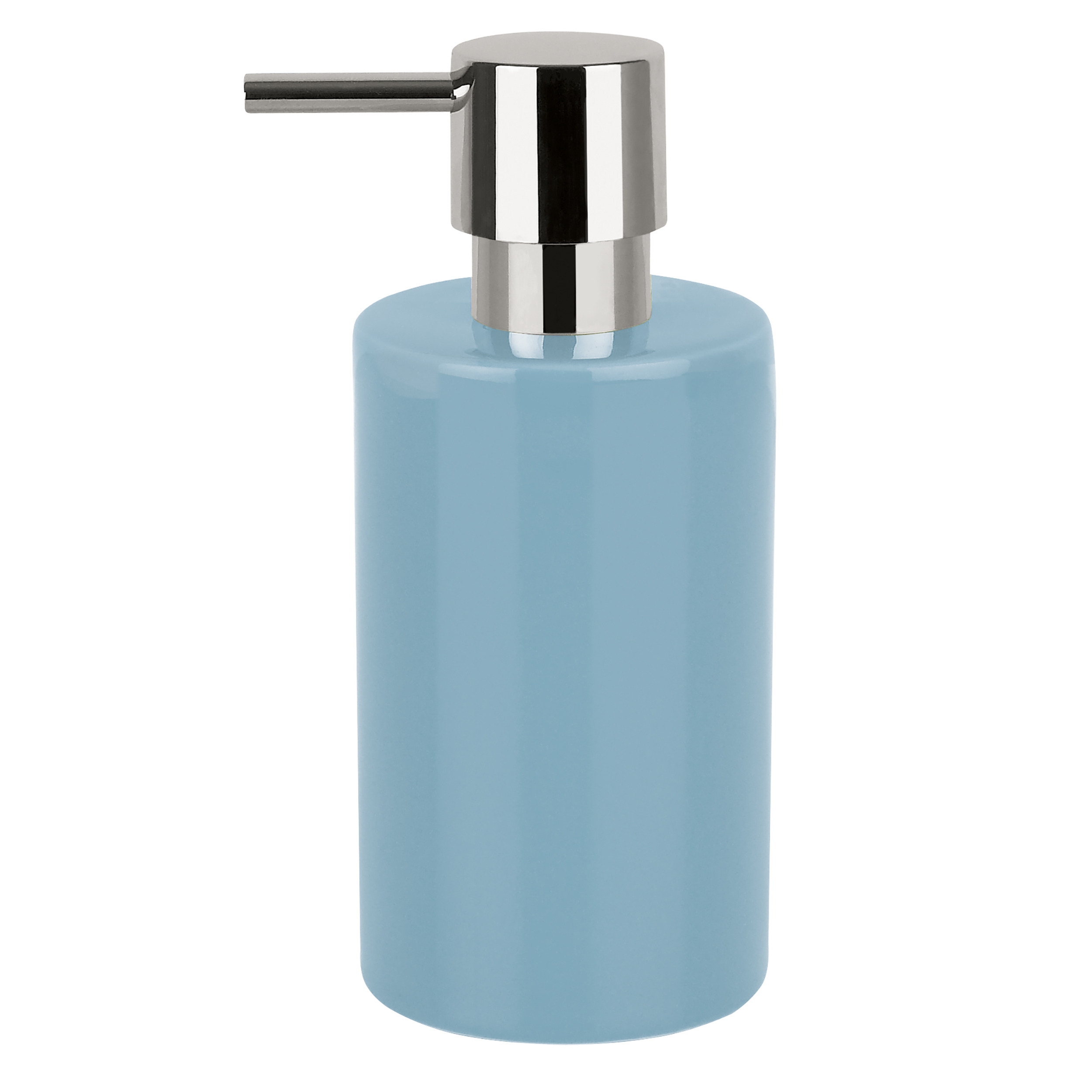 Luxe zeeppompje-dispenser Sienna glans lichtblauw porselein 16 x 7 cm 300 ml