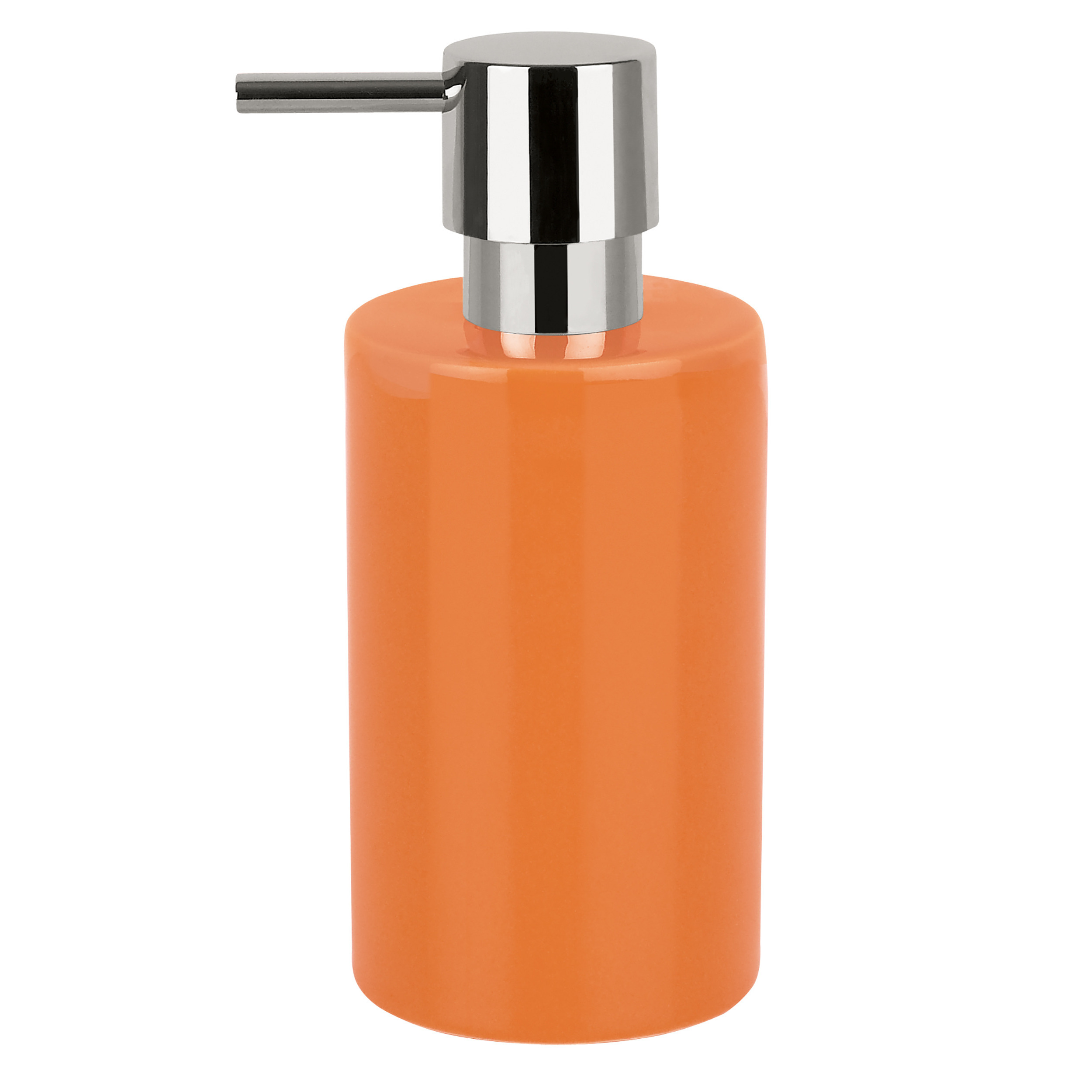Luxe zeeppompje-dispenser Sienna glans oranje porselein 16 x 7 cm 300 ml