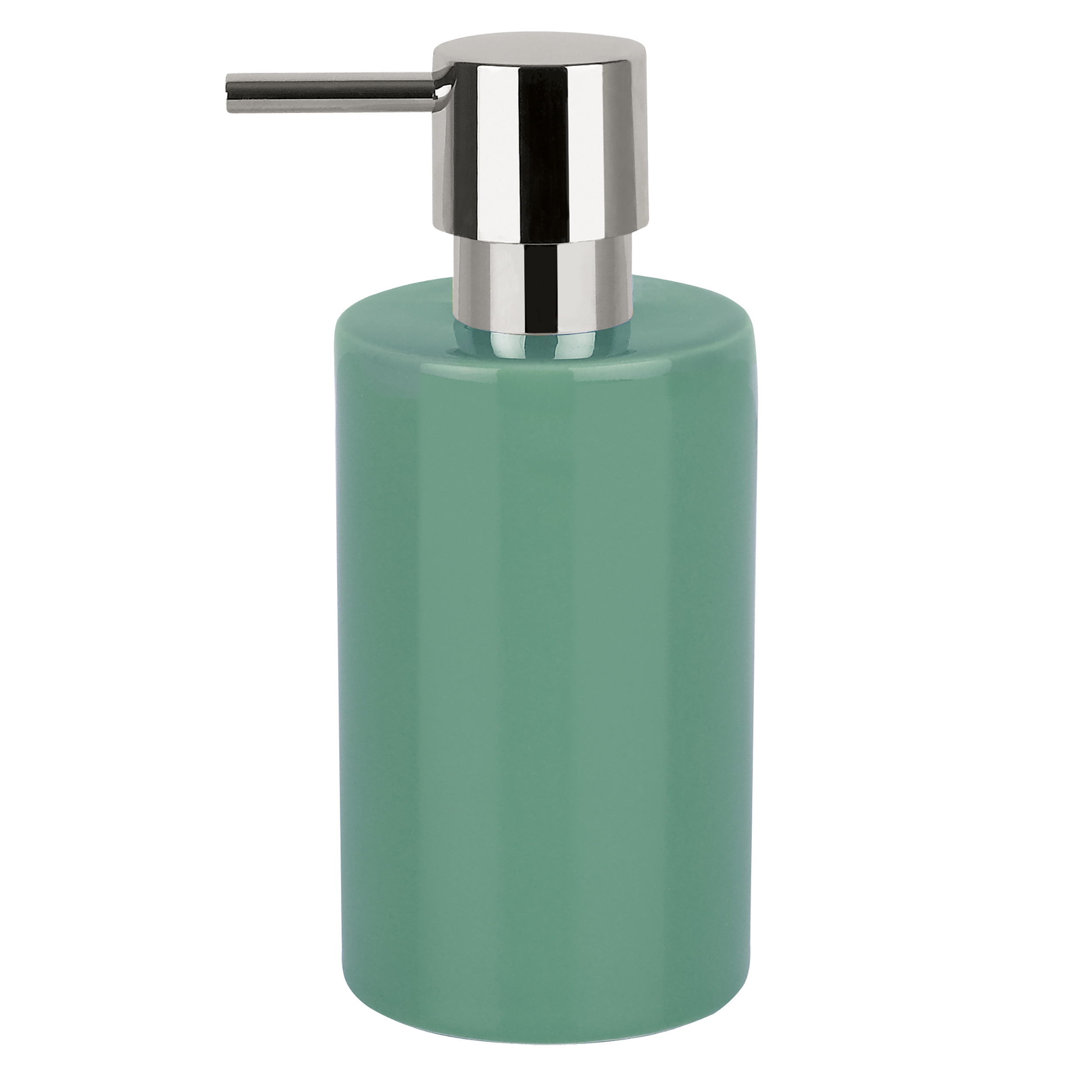 Luxe zeeppompje-dispenser Sienna glans salie groen porselein 16 x 7 cm 300 ml