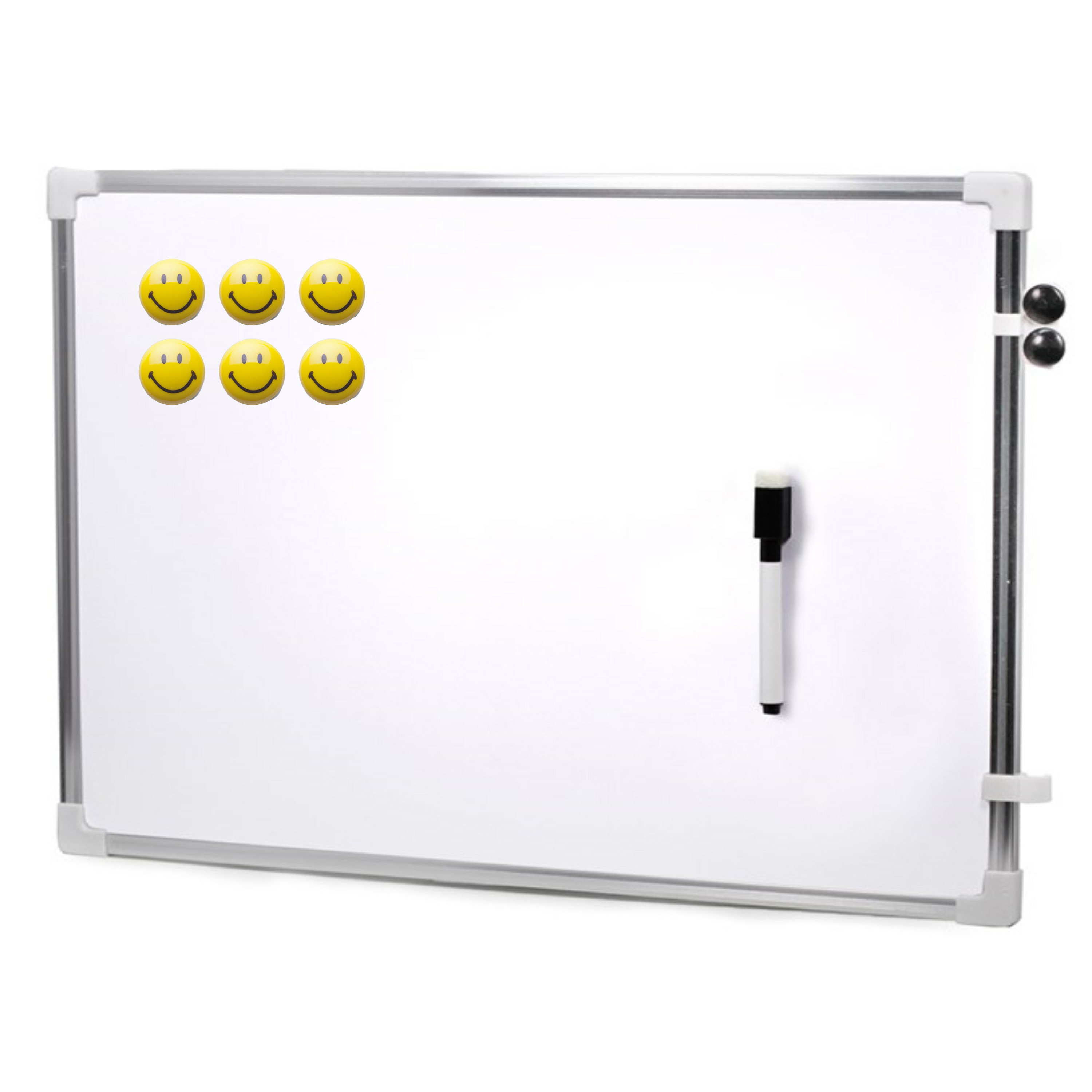 Magnetisch whiteboard-memobord met marker-smiley magneten 60 x 40 cm