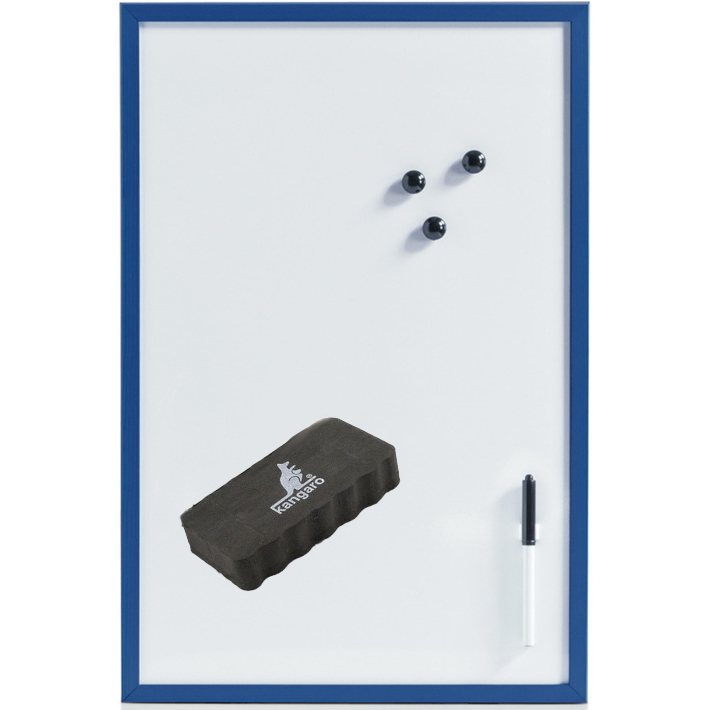 Magnetisch whiteboard/memobord met marker/wisser/magneten - 40 x 60 cm - blauw -