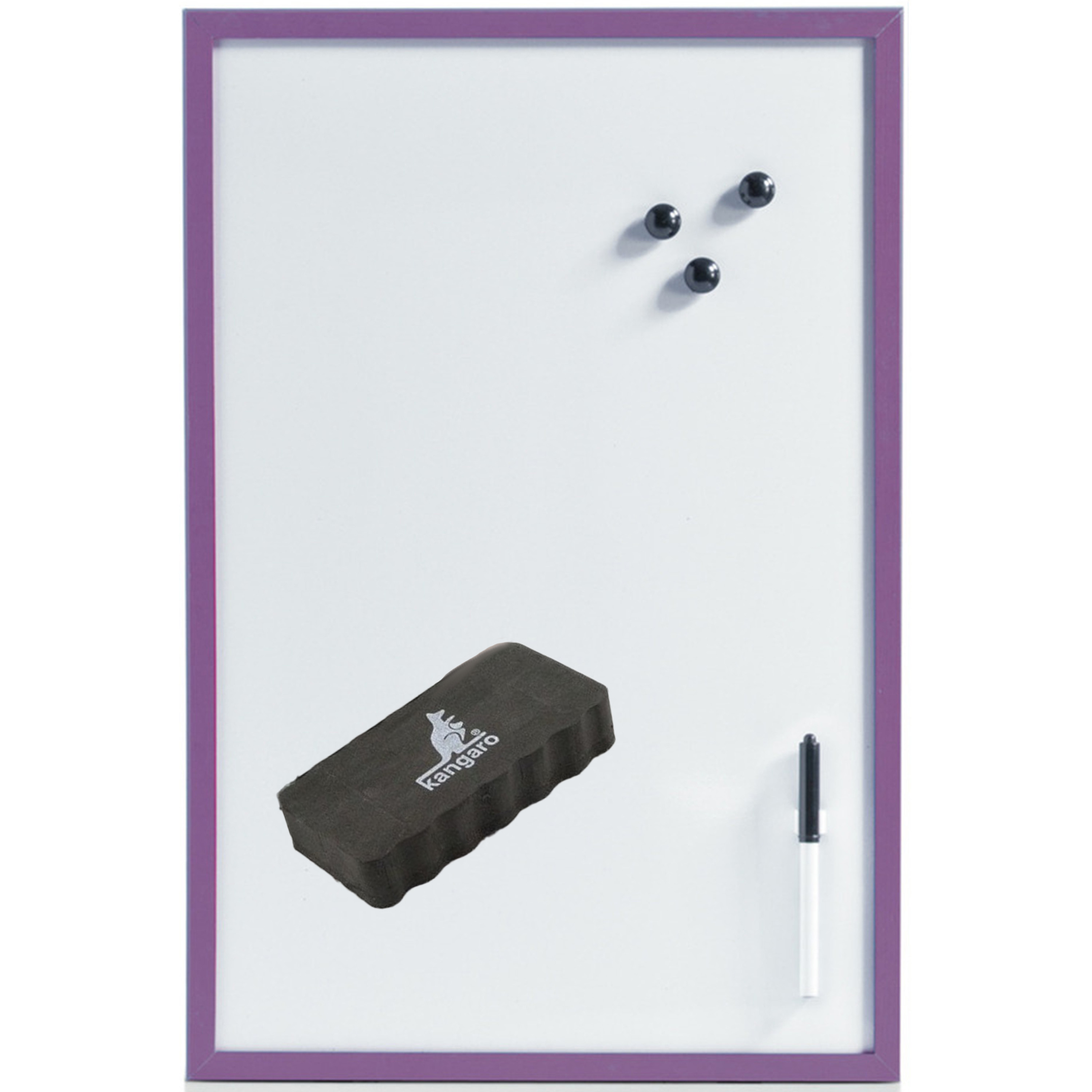 Magnetisch whiteboard/memobord met marker/wisser/magneten - 40 x 60 cm - paars -