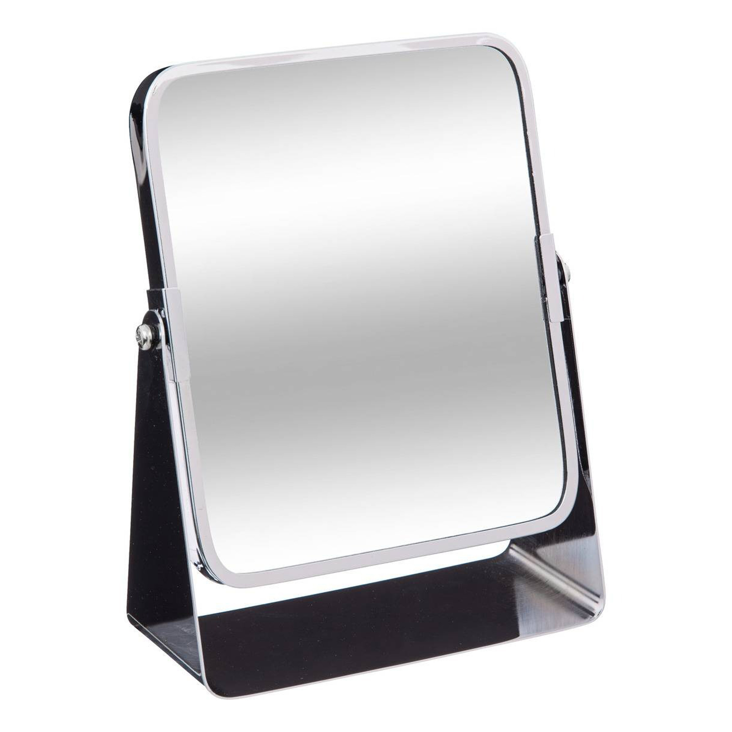 Make-up spiegel - 3x zoom - metaal - 7 x 20 cm - zilver - rechthoek - dubbelzijdig -