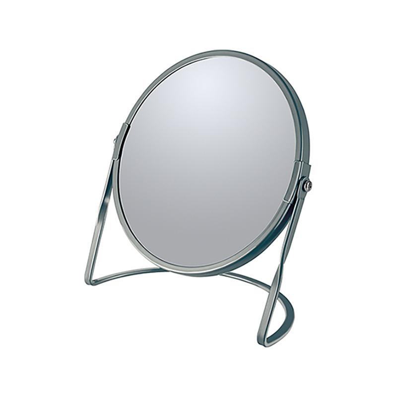 Make-up spiegel Cannes - 5x zoom - metaal - 18 x 20 cm - donkergrijs - dubbelzijdig -