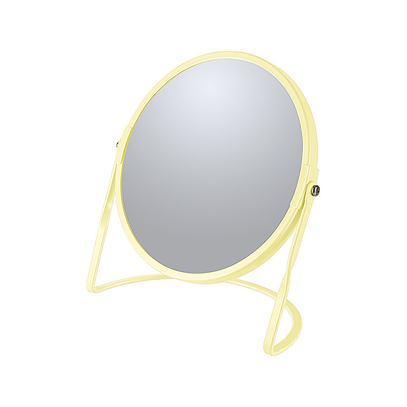 Make-up spiegel Cannes 5x zoom metaal 18 x 20 cm geel dubbelzijdig