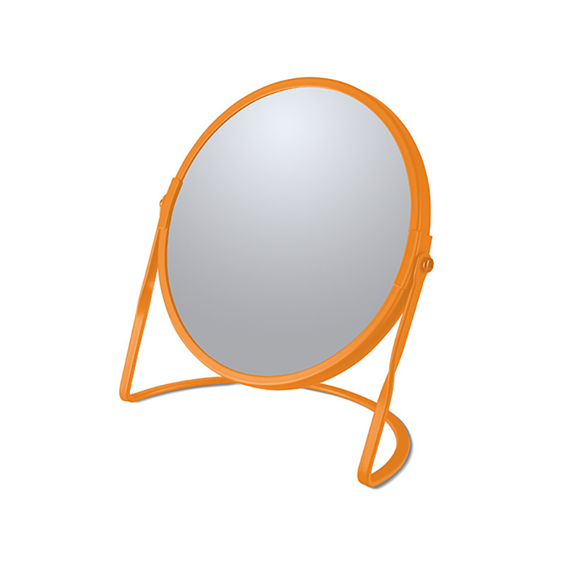 Make-up spiegel Cannes 5x zoom metaal 18 x 20 cm oranje dubbelzijdig