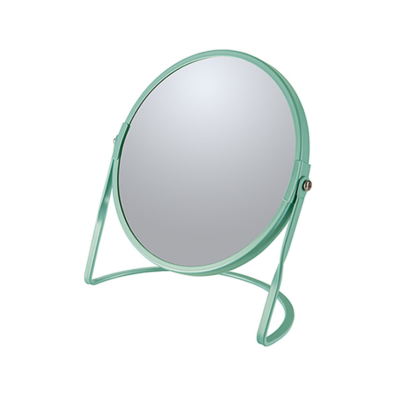 Make-up spiegel Cannes - 5x zoom - metaal - 18 x 20 cm - salie groen - dubbelzijdig -