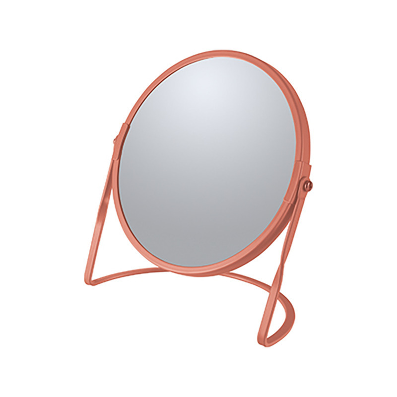 Make-up spiegel Cannes - 5x zoom - metaal - 18 x 20 cm - terracotta - dubbelzijdig -