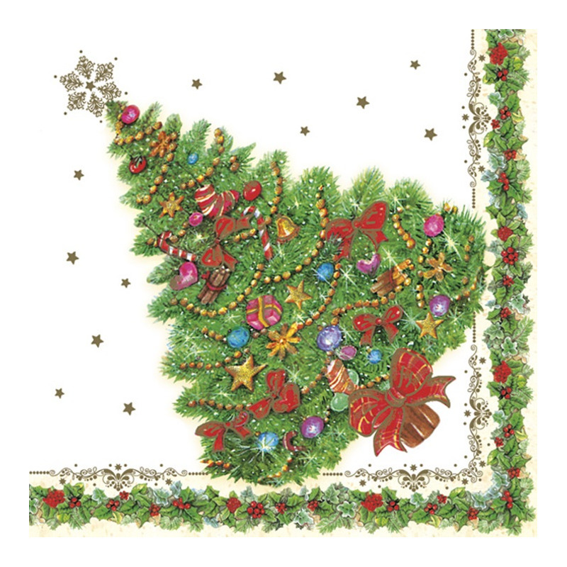 Maki kerst thema servetten 20x st 33 x 33 cm kerstboom papier