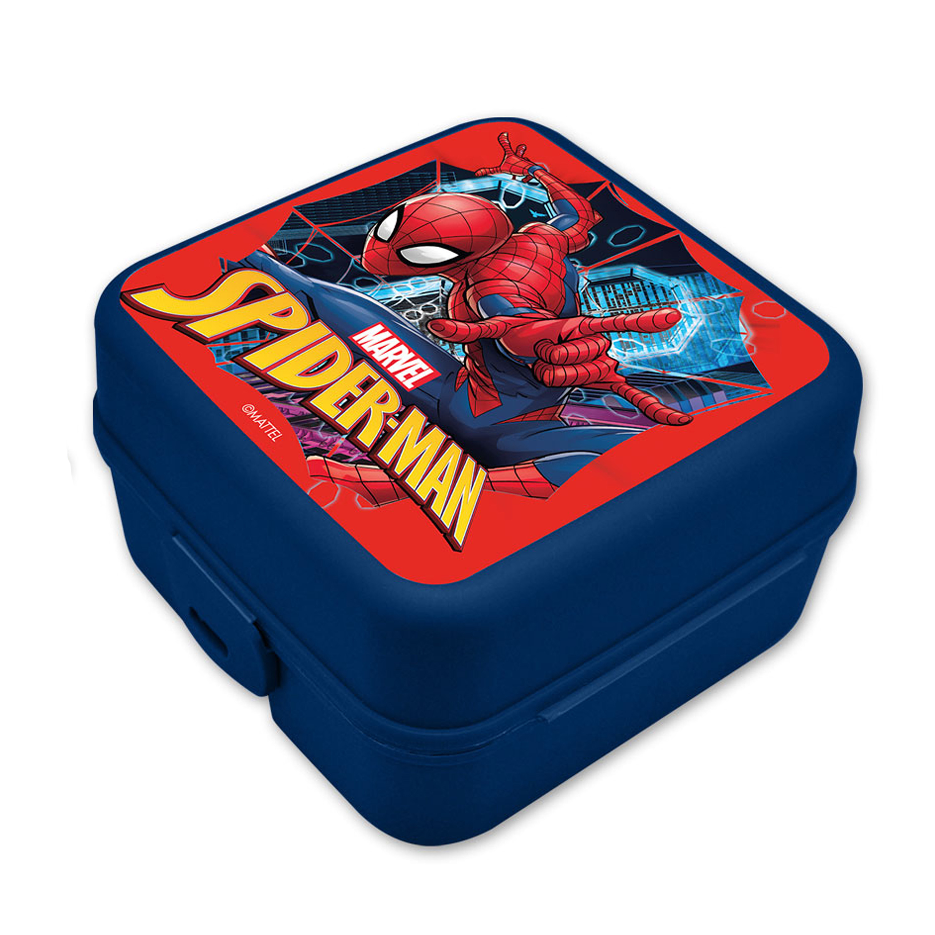 Marvel Spiderman broodtrommel-lunchbox voor kinderen blauw kunststof 14 x 8 cm