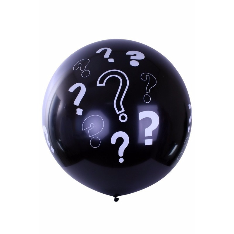 Mega ballon zwart met vraagtekens -