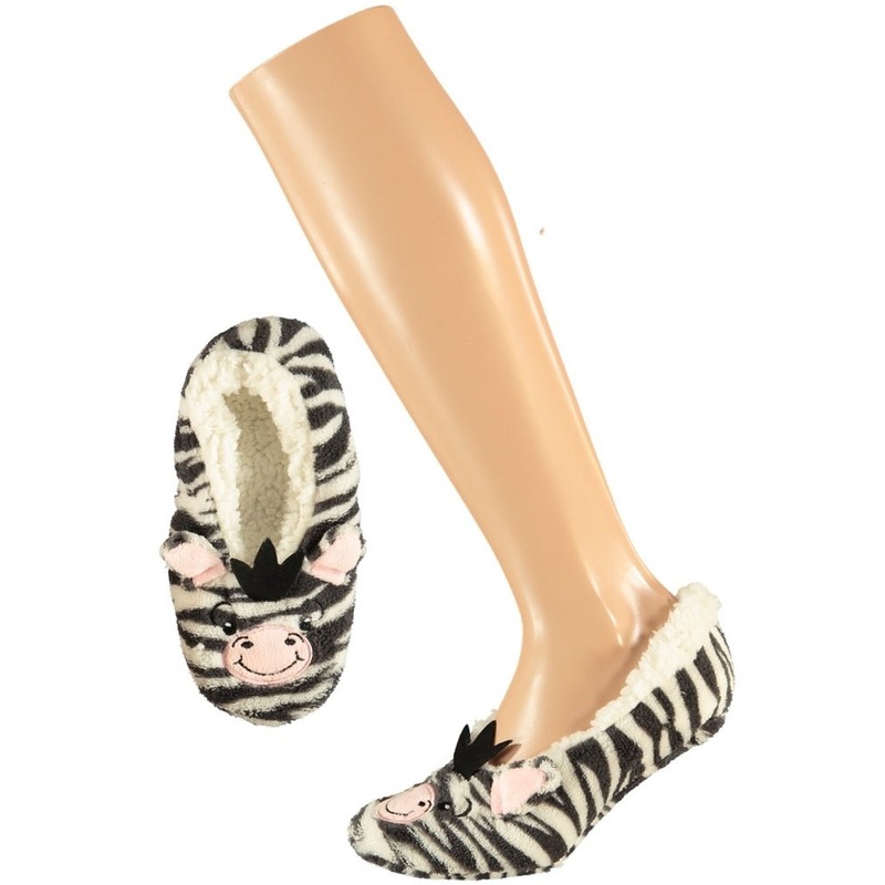 Meisjes ballerina pantoffels-sloffen zebra maat 28-30