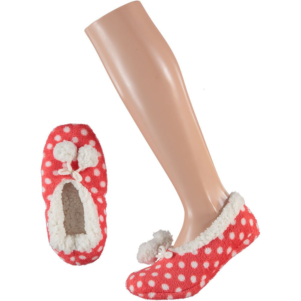 Meisjes ballerina sloffen-pantoffels roze met witte stippen maat 31-33