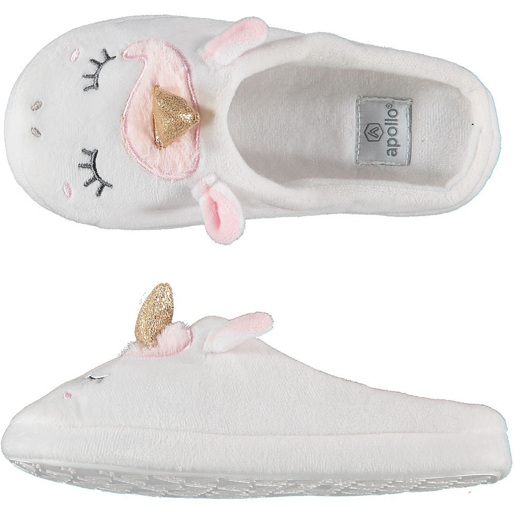 Meisjes instap slippers-pantoffels eenhoorn wit maat 31-32