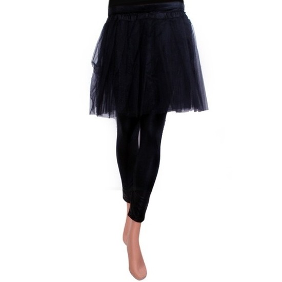 Meisjes verkleed rokje/tutu - tule stof met elastiek - zwart - one size